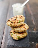Rice fritters with a chilli-mayonnaise dip