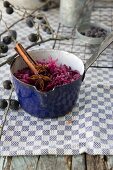 Red cabbage with preserved sloes and cinnamon