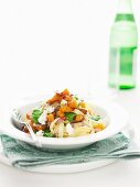 Pasta with pumpkin, spinach and goat s cheese
