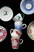 Espresso cups with colourful motifs