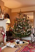 Christmas tree in English living room