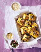Corn cobs with coriander and Cheddar cheese