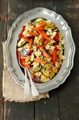 A summer pasta salad with grilled vegetables