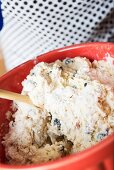 Blueberry scone dough being made