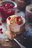 Nougat tart with cranberries