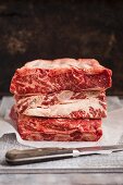 Raw beef rib pieces