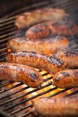 Grilled sausages on a grill