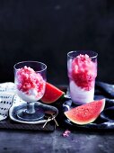 Watermelon and ginger granita with coconut yoghurt