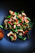 Pad Grapau Gai Sai Tua Fak Yao (chicken with beans, chilli and basil, Thailand)