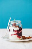 Cherries, yoghurt parfait and honey-roasted almonds