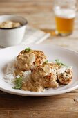 Ginger Chicken Patties with Peanut Sauce