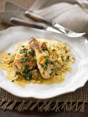 Braised Orange Chicken with Pine Nut and Mint Couscous