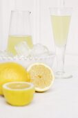 Homemade limoncello (lemon liqueur)