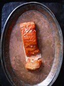 Salmon on a copper plate