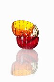 Three colourful, spotted glass bowls by Zafferano
