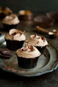 Chocolate cupcakes with grated chocolate