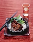 Spicy pork belly on jasmine rice, China