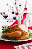 Festive roast turkey with fresh herbs