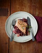 Salmon trout with radicchio and apple