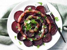Beetroot carpaccio with apple sauce