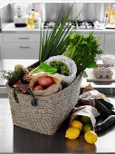 Shopping Basket of with fresh ingredients