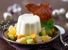 Coconut jelly with fruit salad