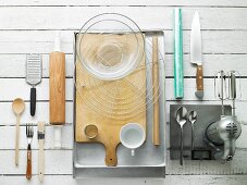 Kitchen implements and utensils for making biscuits