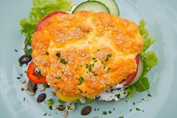 Cloud bread with a vegetarian filling