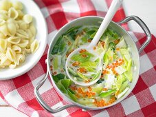 Leek and salmon caviar cream with orechiette pasta