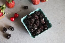 Blackberries, strawberries and cherries