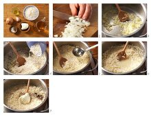 Preparing risotto with cream cheese