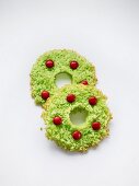 Green Christmas wreath cookies