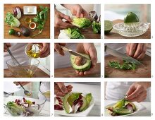 How to prepare mixed leaf salad with avocado