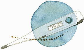 An illustration of a fever thermometer