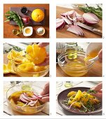 How to prepare orange salad with rocket and red onion