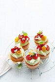 Savoury cupcakes with basil & marscarpone cream and caramelised tomatoes