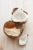 A coconut and coconut flour
