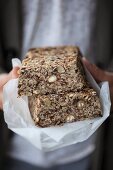 Chia seed bread with psyllium husks, rolled oats, hazelnuts and linseed