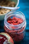 Goji berries in a storage jar for superfood recipes