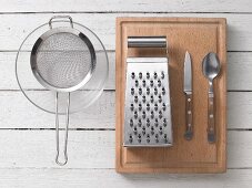 Kitchen utensils for preparing pepper & sweetcorn dip