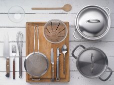 Kitchen utensils for preparing shrimp soup