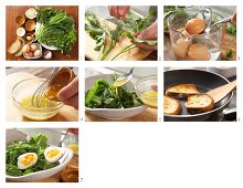 How to prepare herb salad with egg and a light mustard vinaigrette