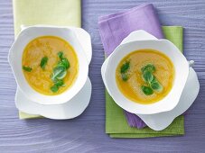 Apricot and carrot soup with chilli and honey