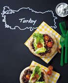 Turkish mini pizzas made of pitta bread