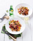 Mediterranean chicken stew with tomato and pepper