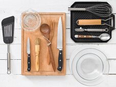 Utensils for a chicken dish