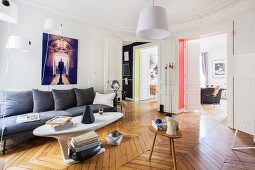 Retro living room in renovated period apartment