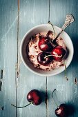 Cherry pudding with grated chocolate, 