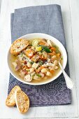 Minestrone with mushrooms and beans