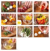 Bärlauch-Frischkäsebällchen mit Orangen-Blattspinatsalat zubereiten